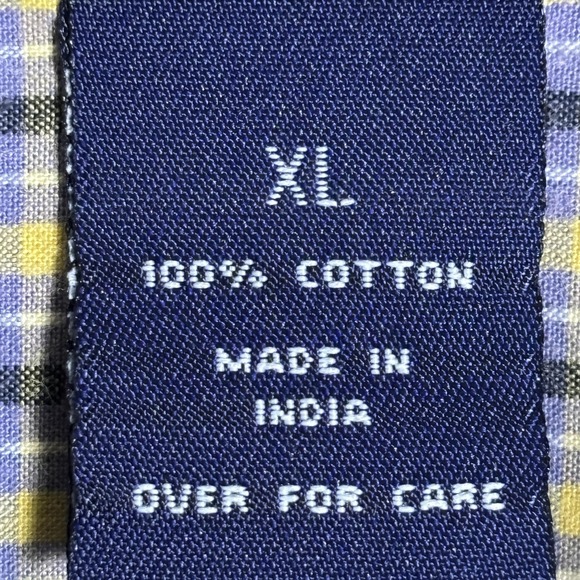 Structure Shirt Mens XL Blue Yellow Plaid Button Down Short Sleeve Cotton Casual - Picture 5 of 12